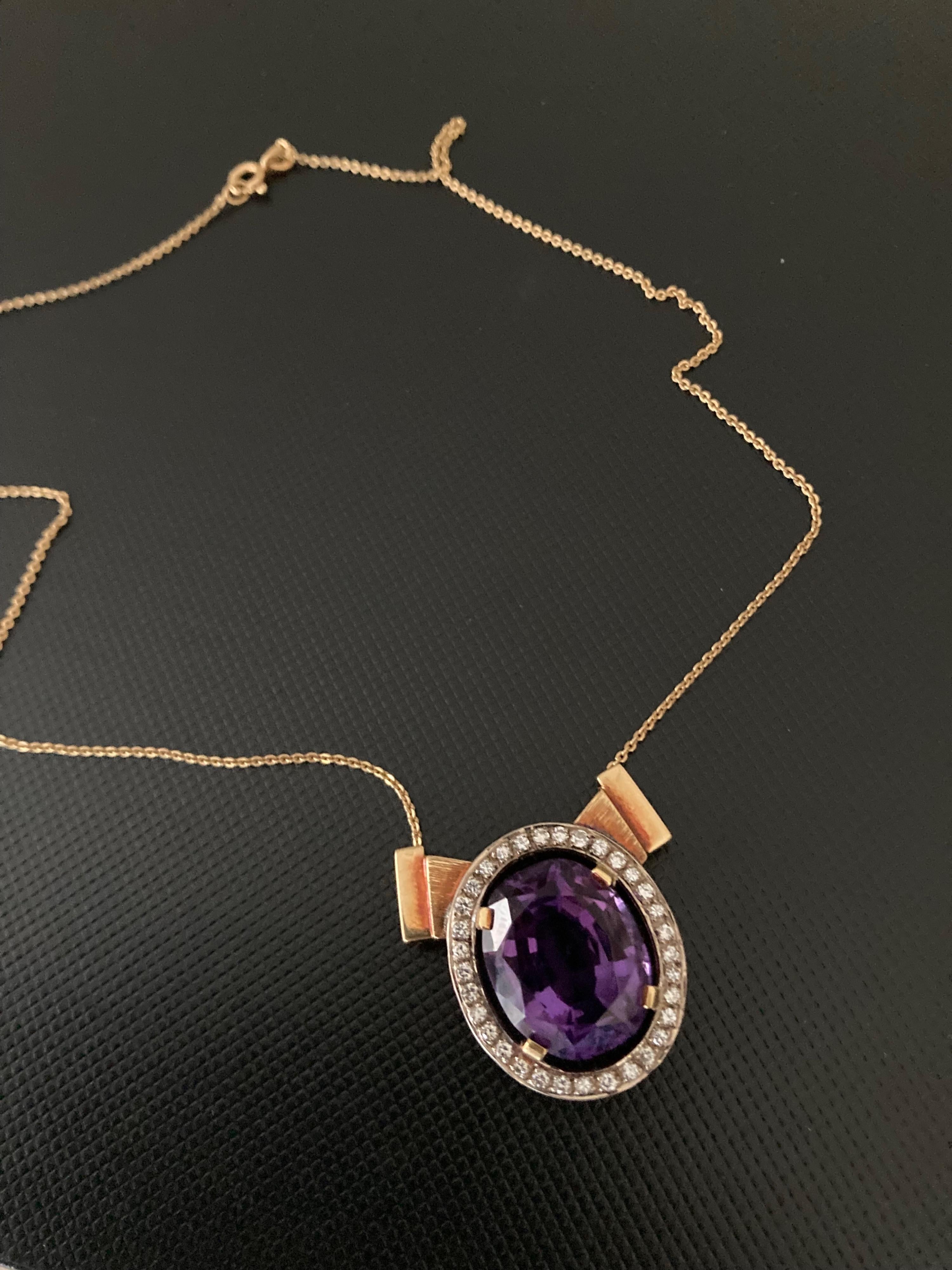 Bespoke Oval Amethyst Pendant Necklace