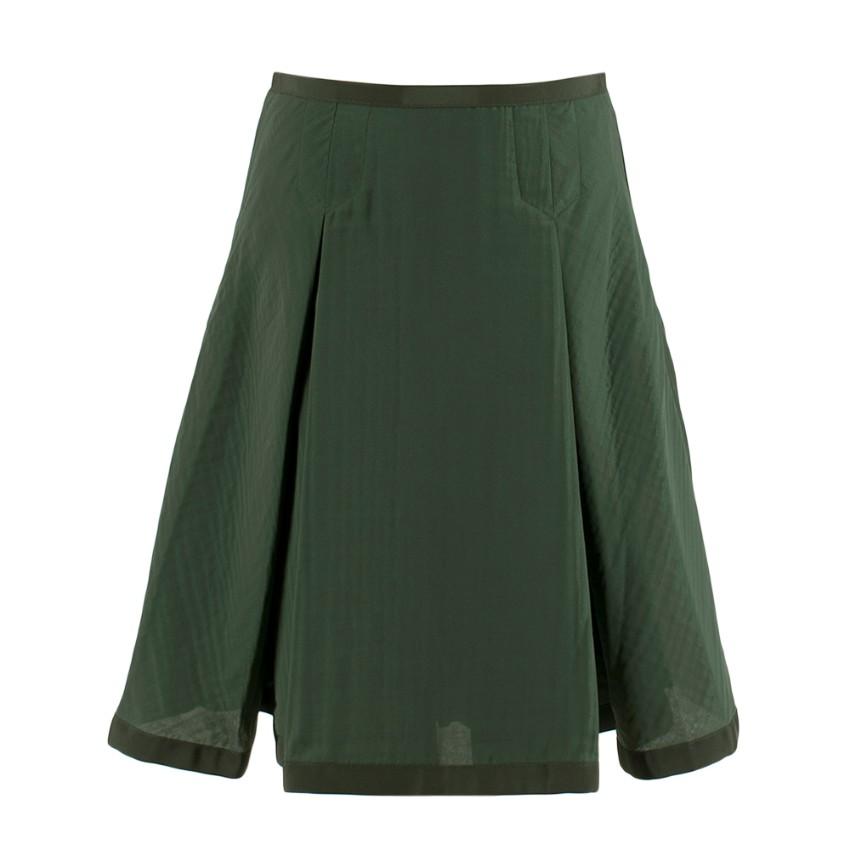 Sacai Luck Green Flared Pleated Skirt