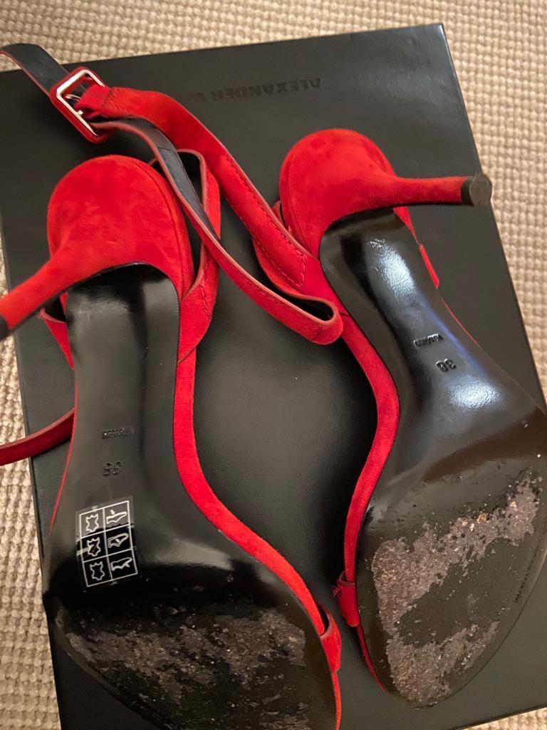 Alexander Wang Antonia Red Suede Sandals