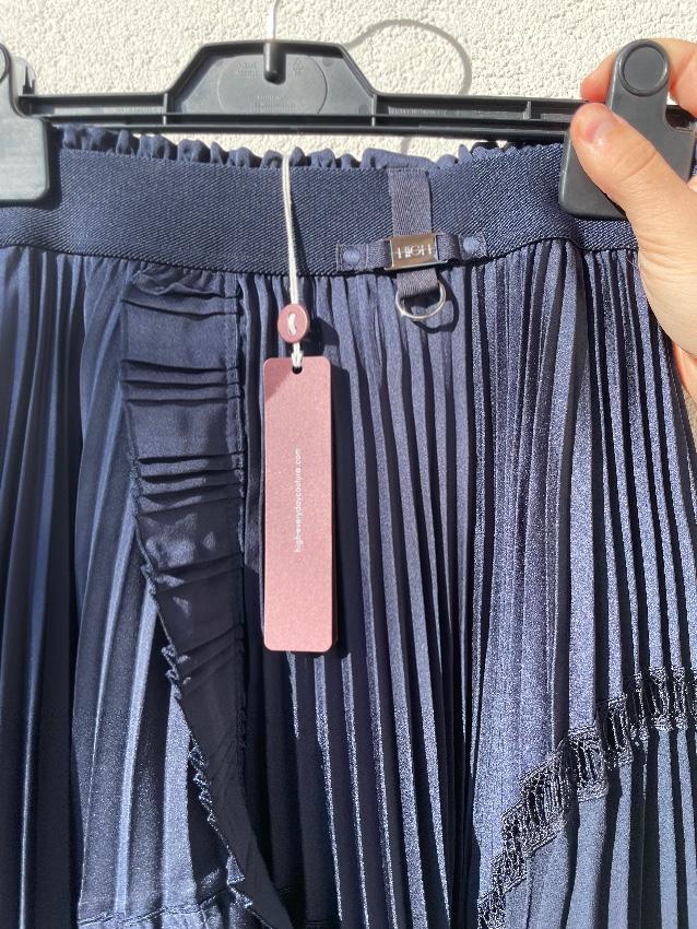 High by Claire Campbell Navy Pleated Midi Skirt