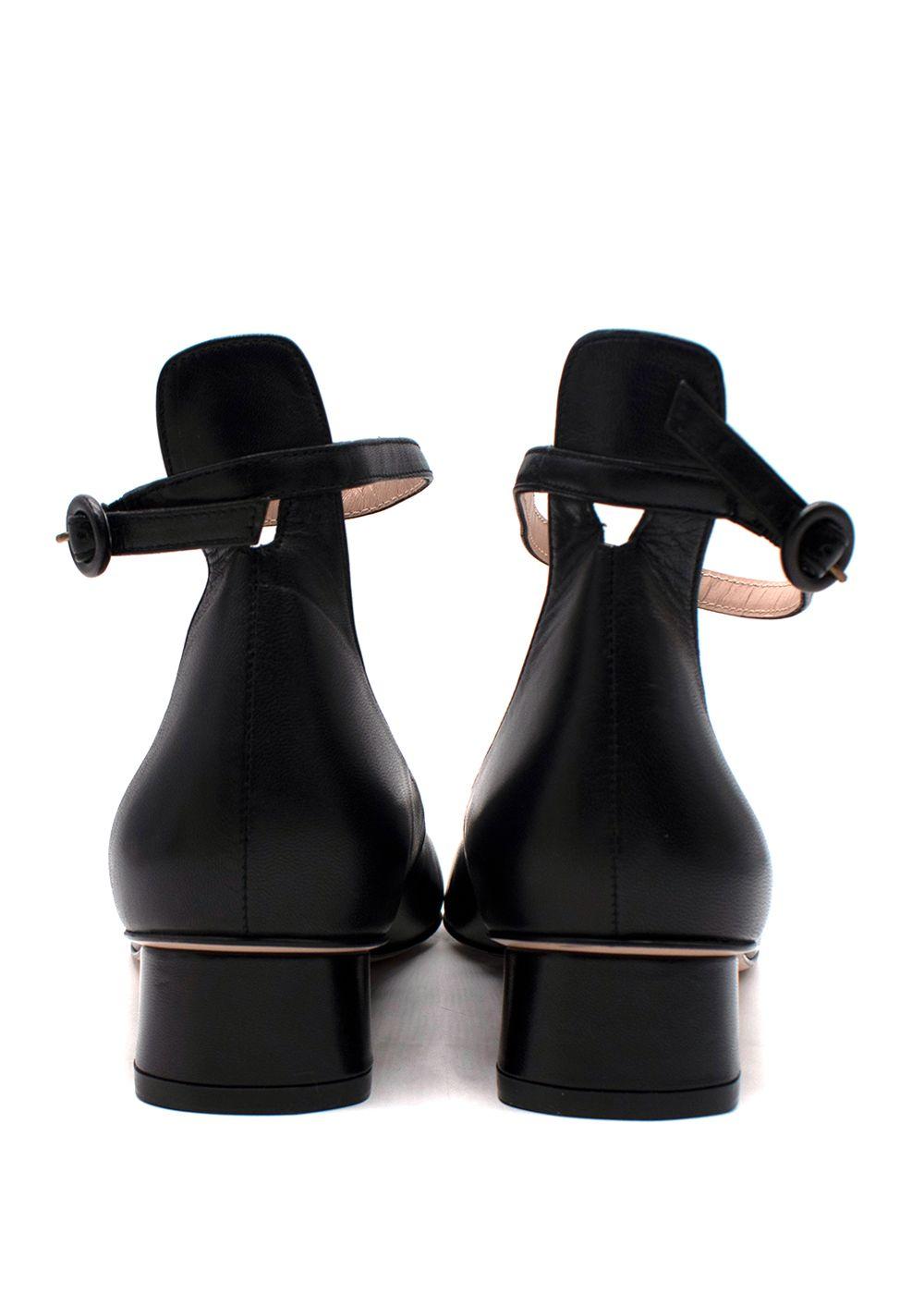 Stuart Weitzman Black Round Toe Ankle Strap Pumps