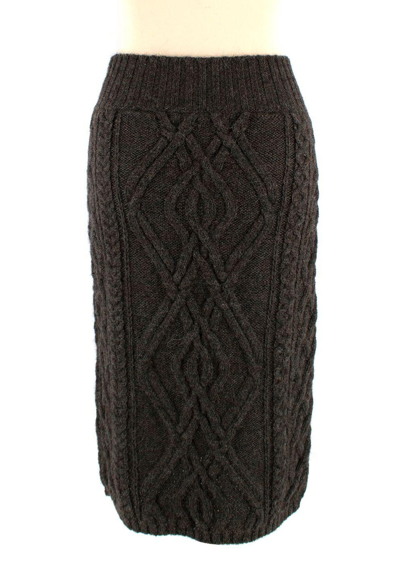 Chloe Grey Cable Knit Merino Wool Pencil Skirt