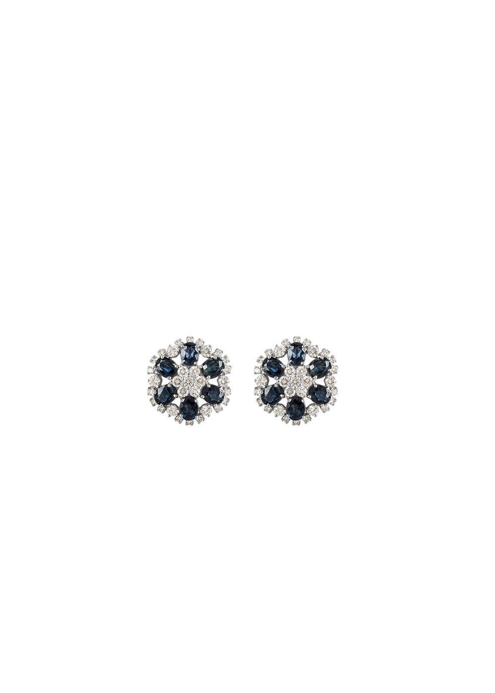 18ct white, diamond & sapphire stud earrings