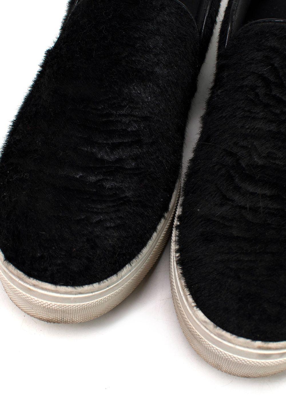 Celine Black Pony Hair Slip On Sneakers