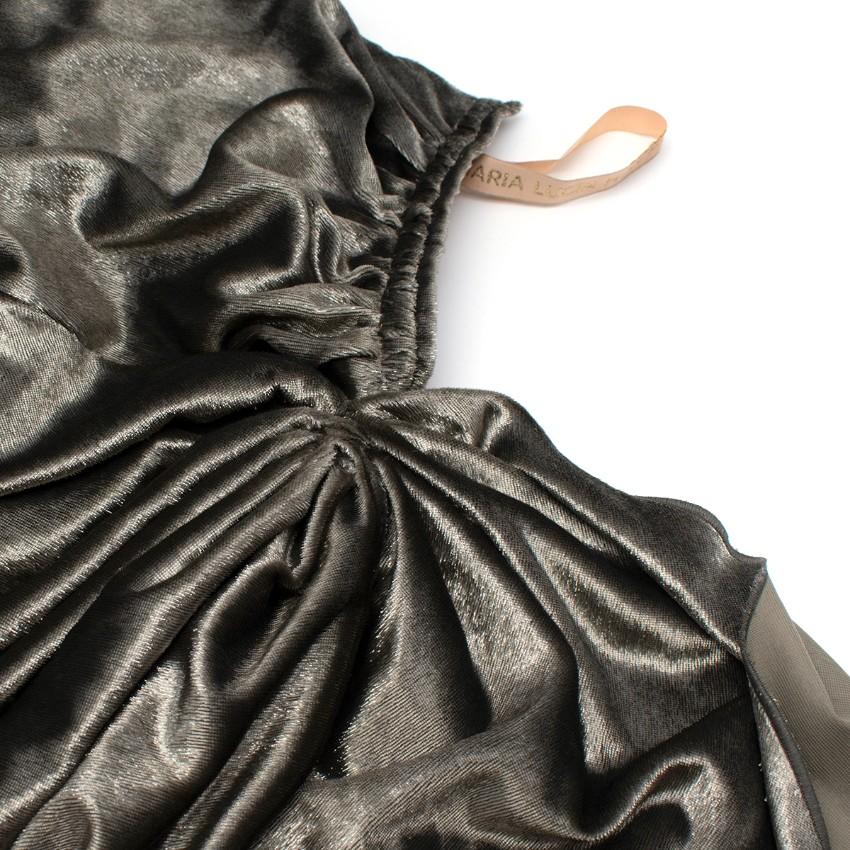 Maria Lucia Hohan Amaris Khaki Lurex Velvet One Shoulder Gown