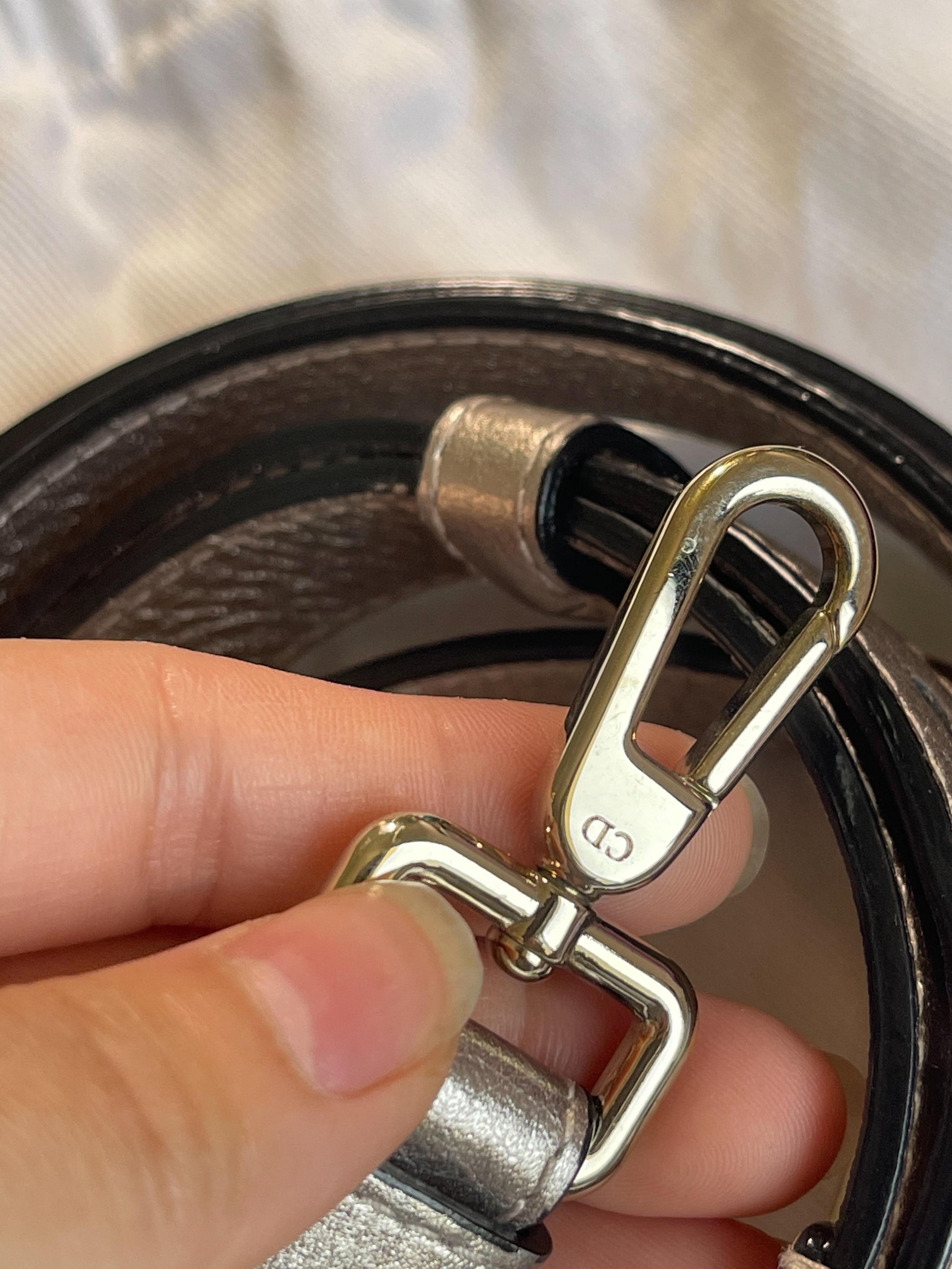 Silver Grained Leather Mini Diorama Bag