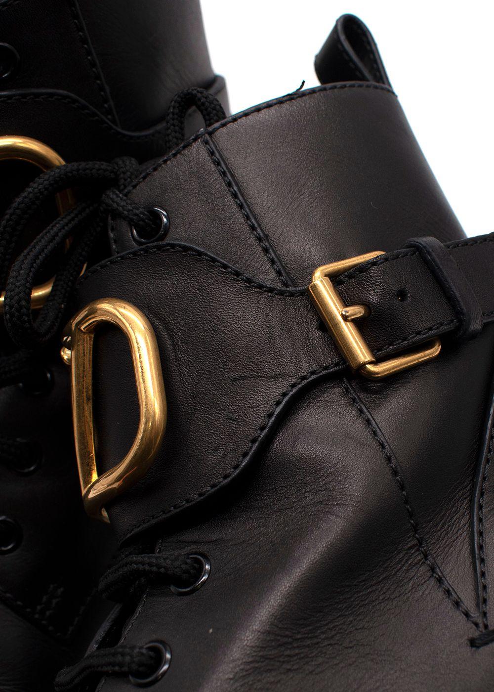 Valentino Black Go Logo Embellished Leather Ankle Boots