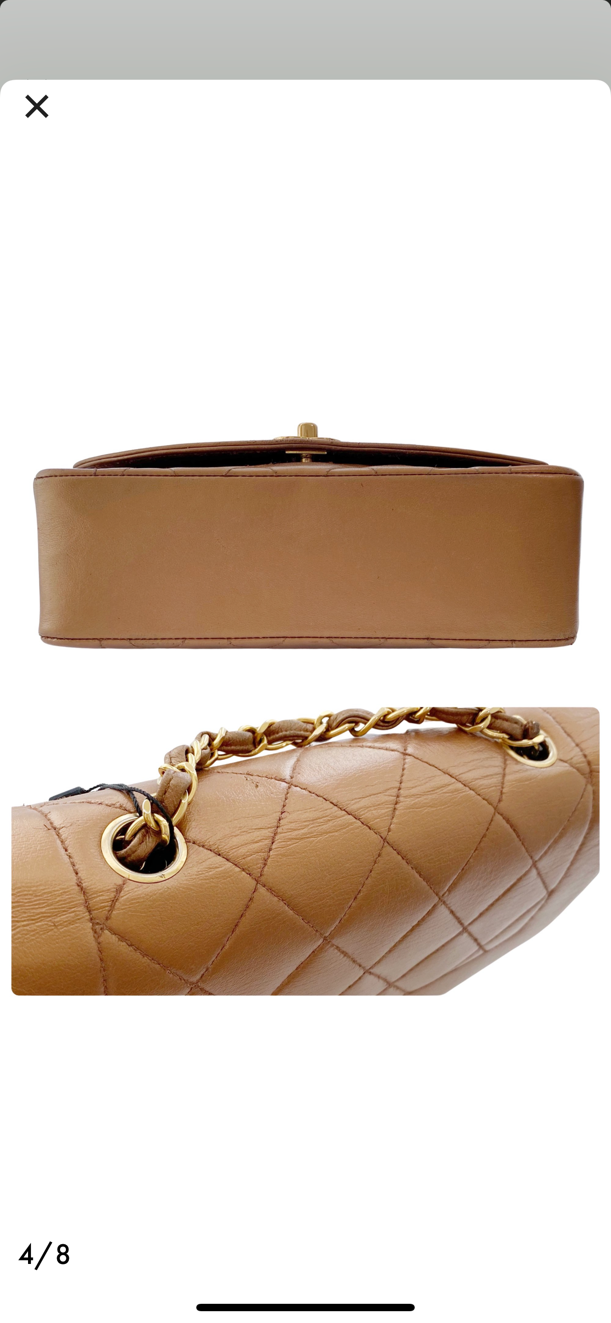 vintage beige leather small Diana flap bag