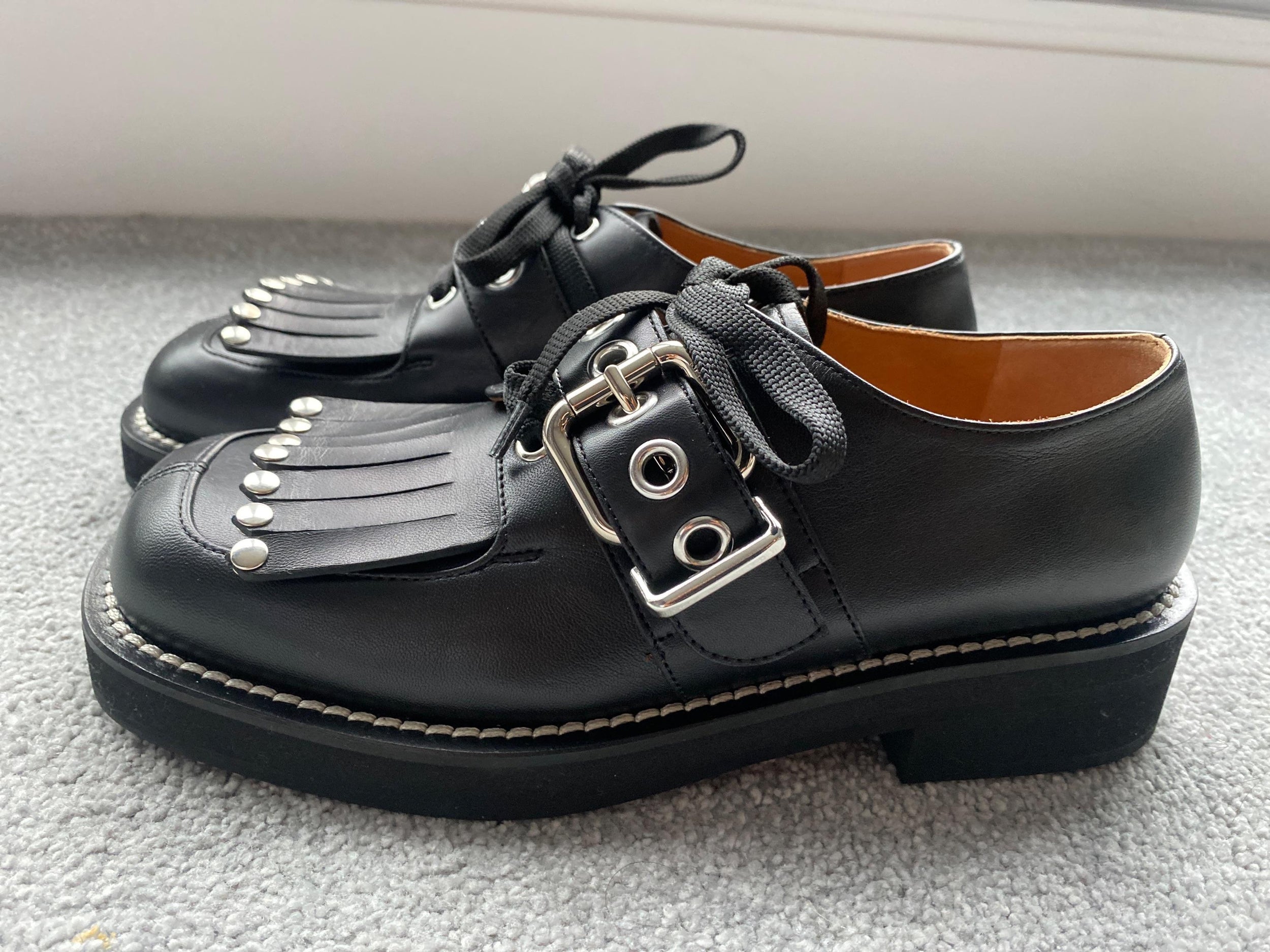 Marni Black Leather Buckle Detail Loafers