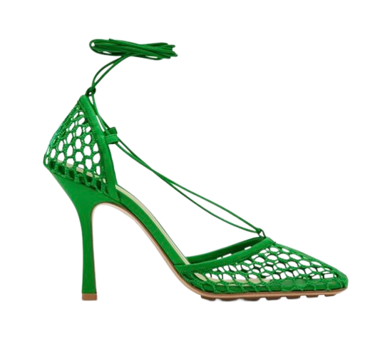 Bottega Veneta lace up leather-trimmed mesh pumps