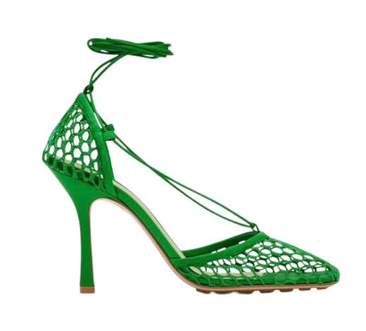 Bottega Veneta lace up leather-trimmed mesh pumps