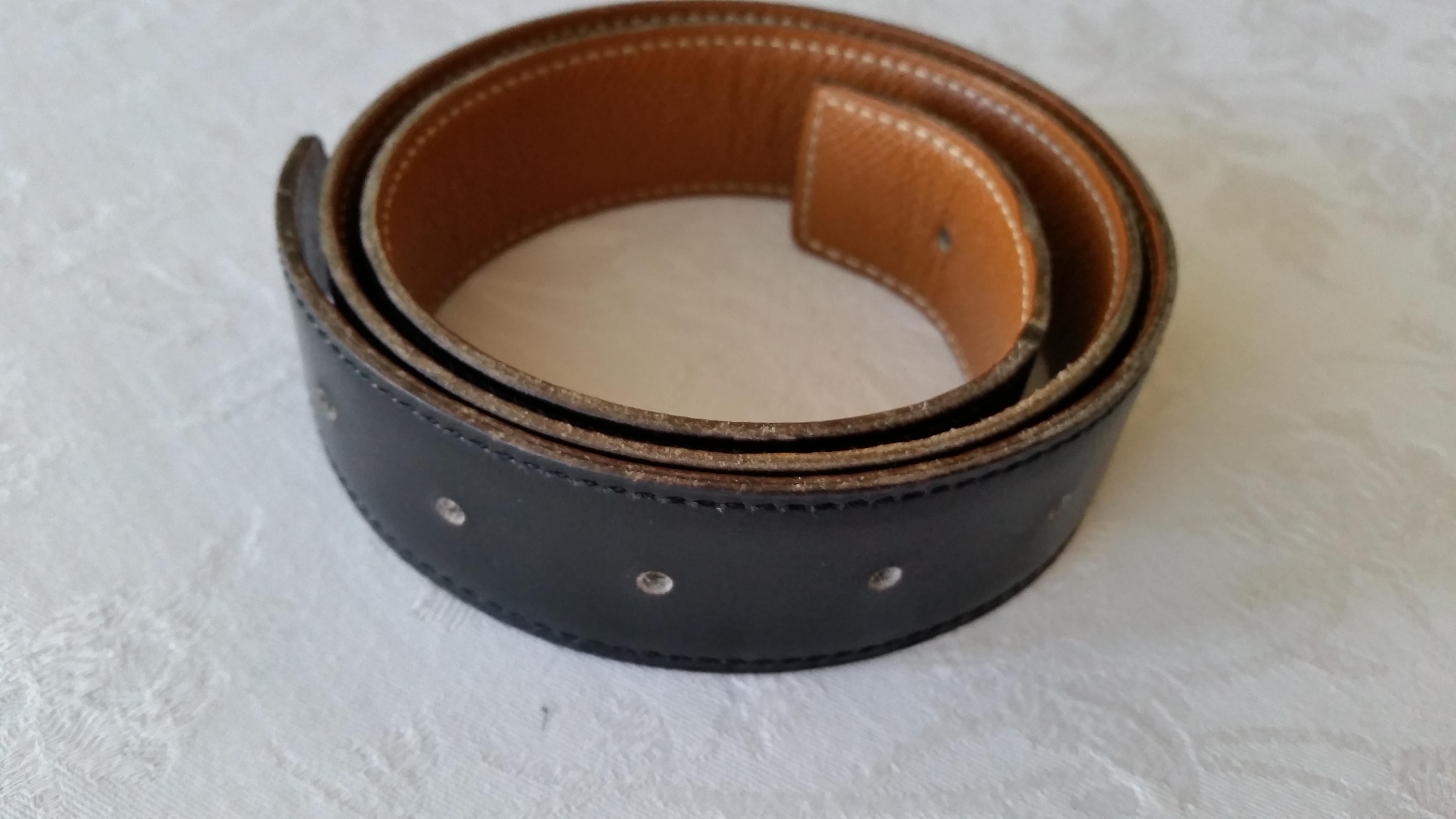 Hermes Black & Gold Reversible Belt in Epsom & Togo Leather