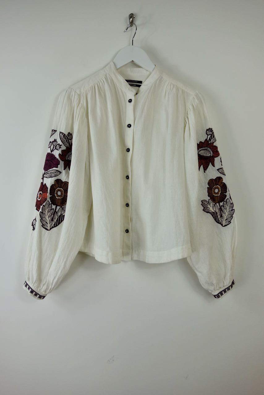 Ivory floral embroidered blouse