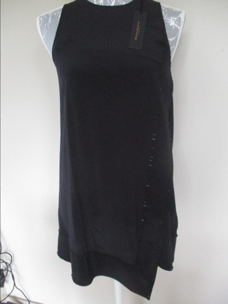 Donna Karan Black 100% Silk Tunic Long Top Made in Italy
