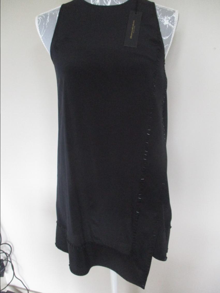 Donna Karan Black 100% Silk Tunic Long Top Made in Italy