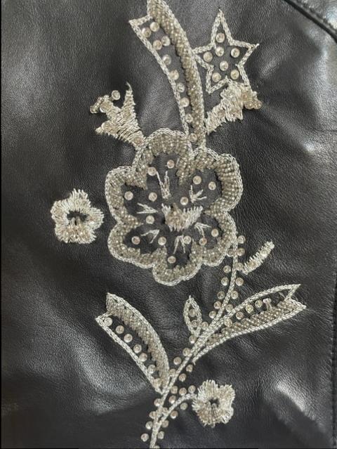 Dolce & Gabbana Black Embellished Leather Jacket