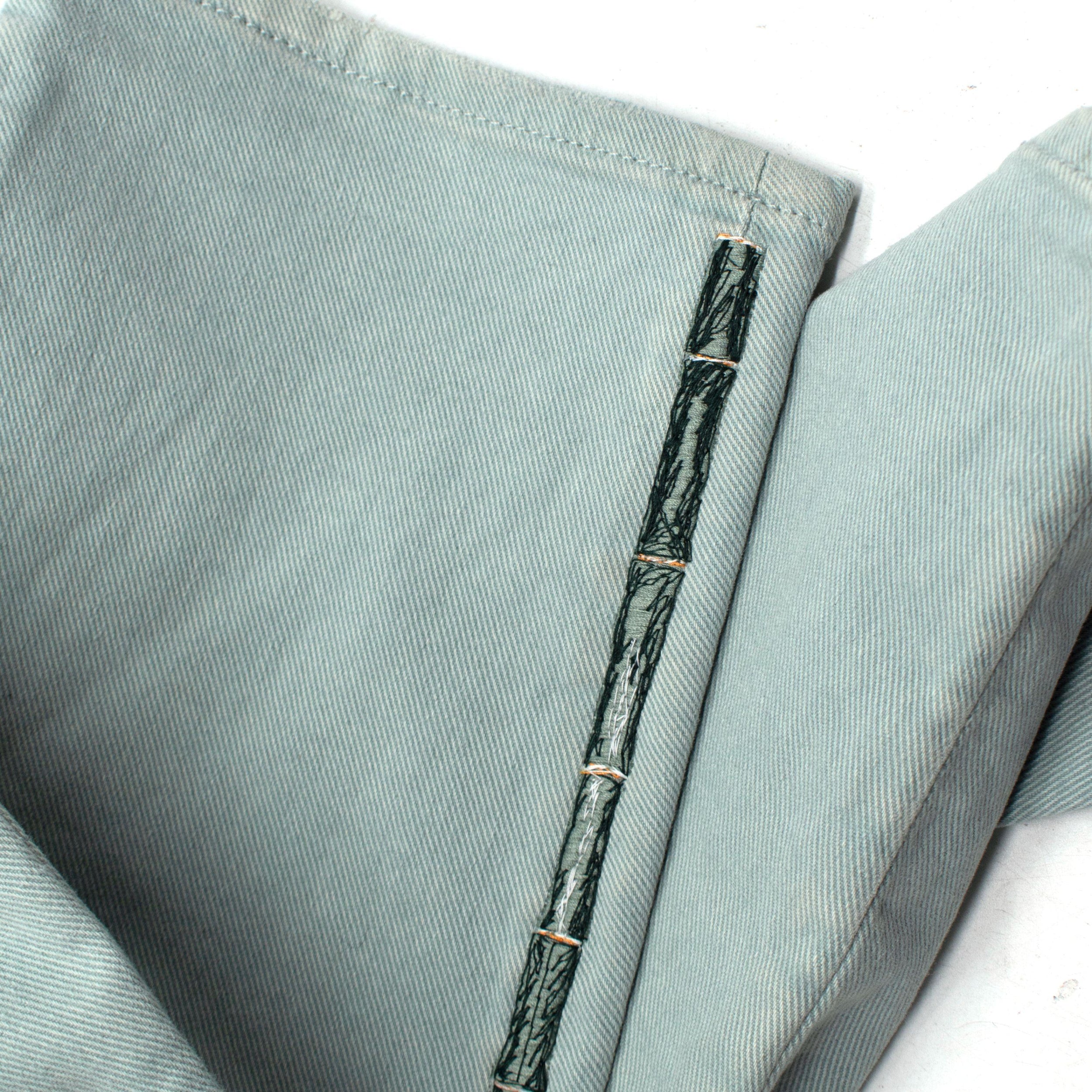 Etro Washed Blue Palm Tree Embroidered Jeans