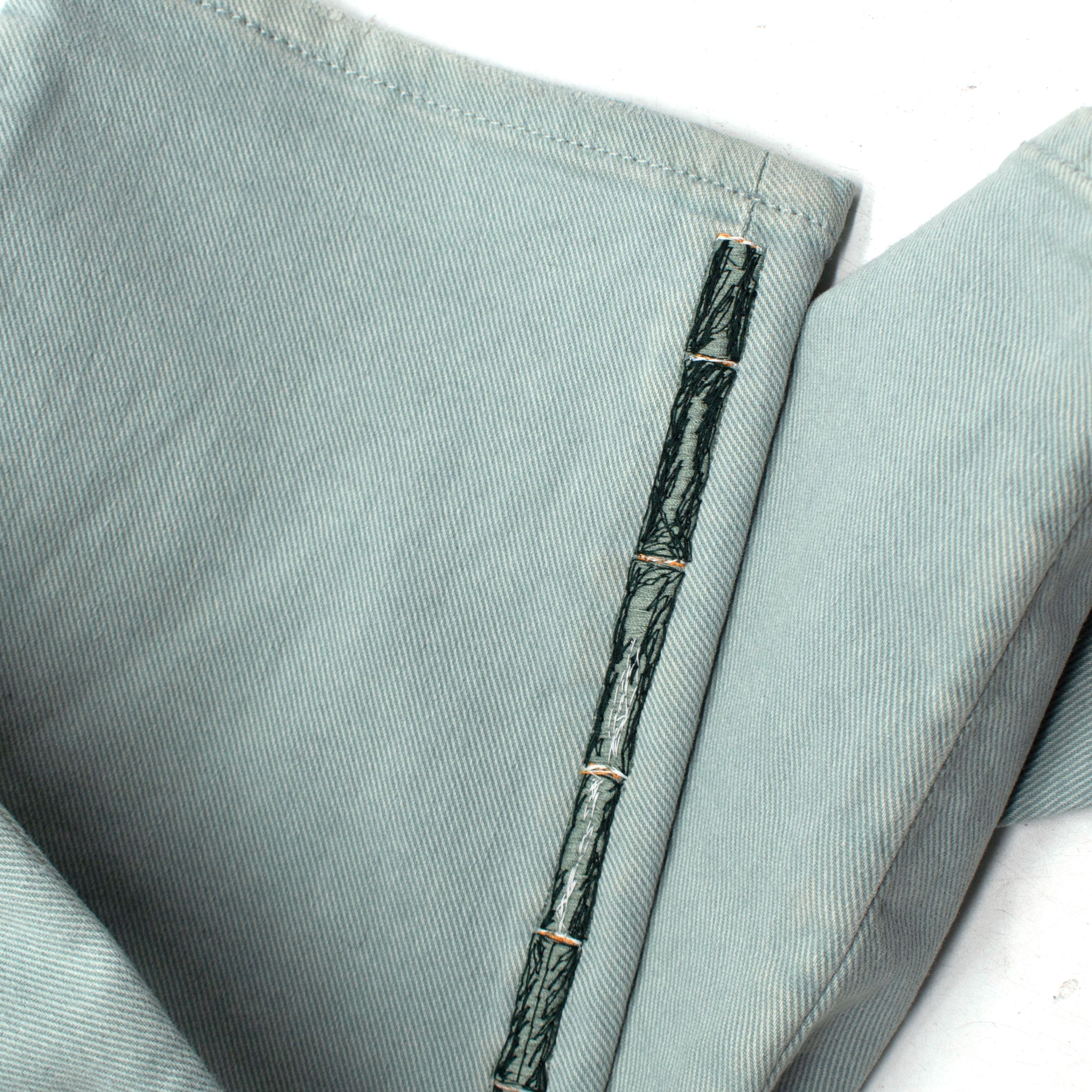 Etro Washed Blue Palm Tree Embroidered Jeans