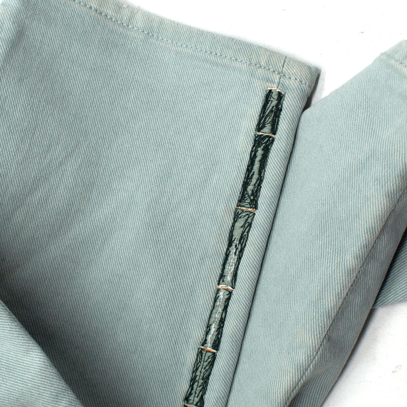 Etro Washed Blue Palm Tree Embroidered Jeans