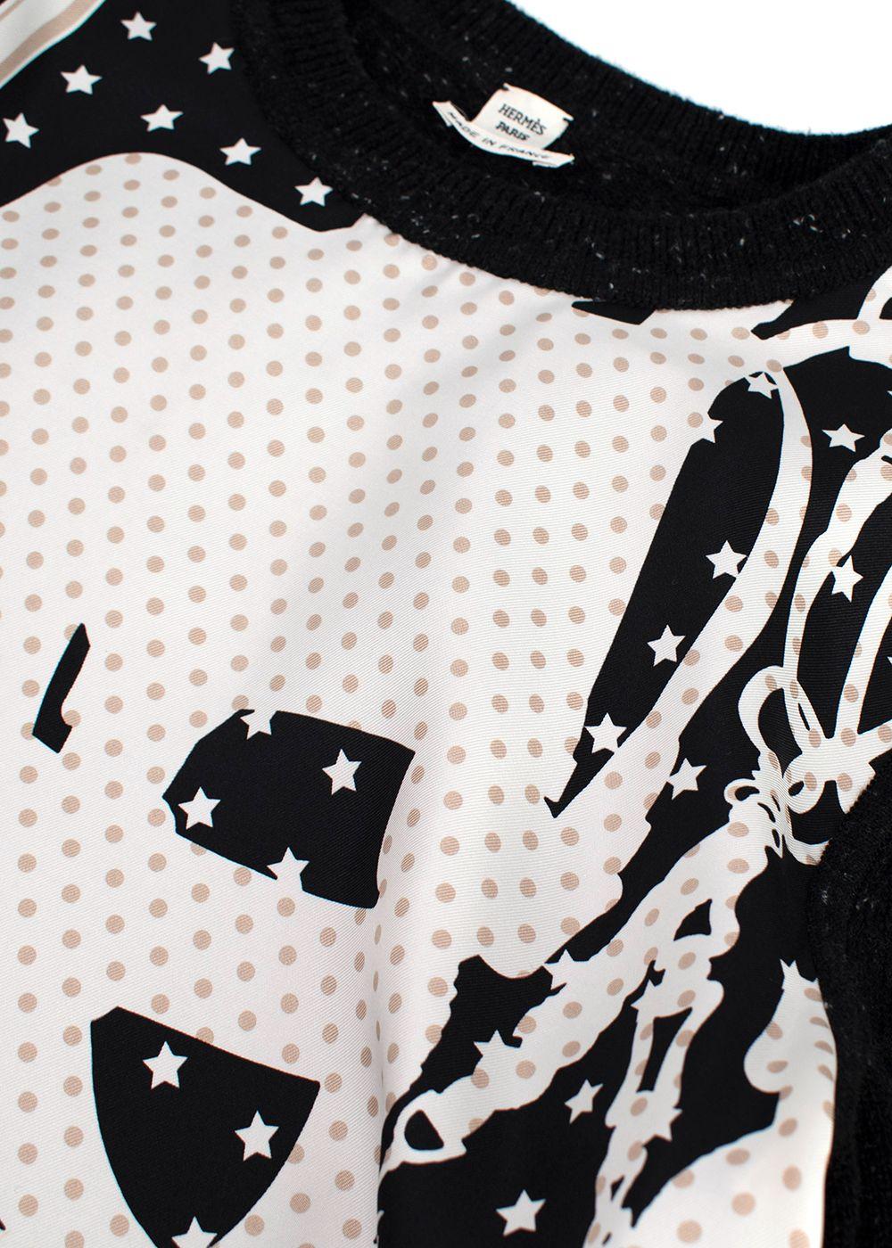 Hermes Black "Brides de Gala" Twillaine Short Sleeve Jumper