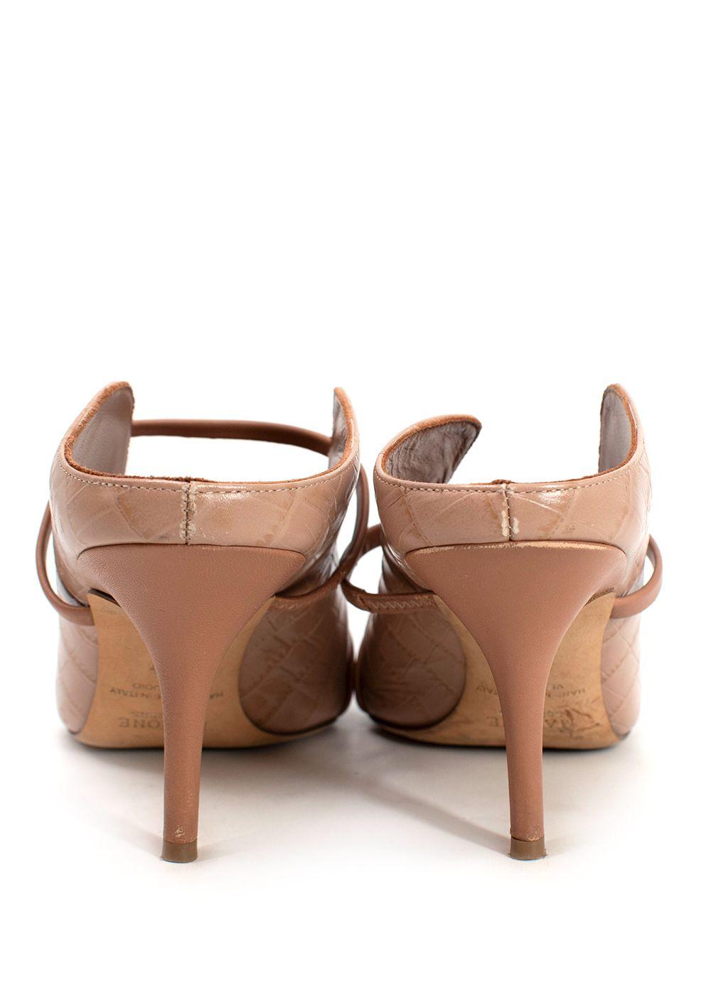 Malone Souliers Beige Croc Embossed Maureen Mules