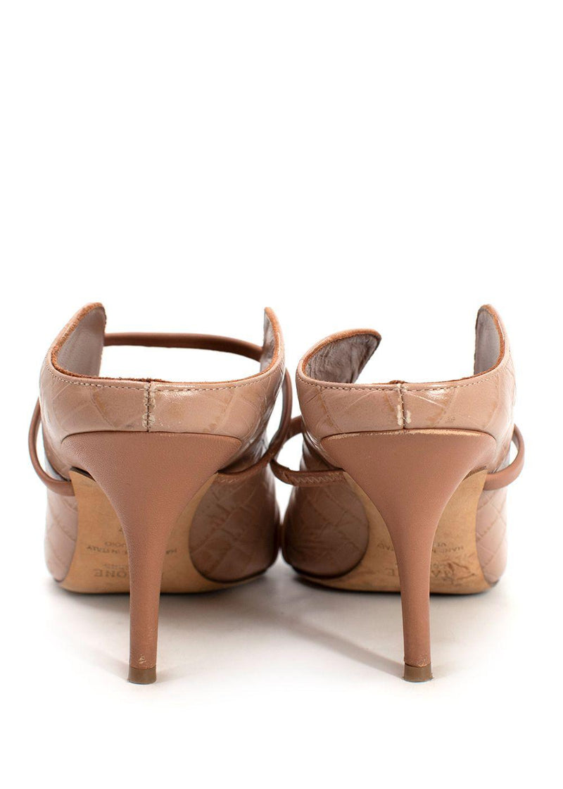 Malone Souliers Beige Croc Embossed Maureen Mules