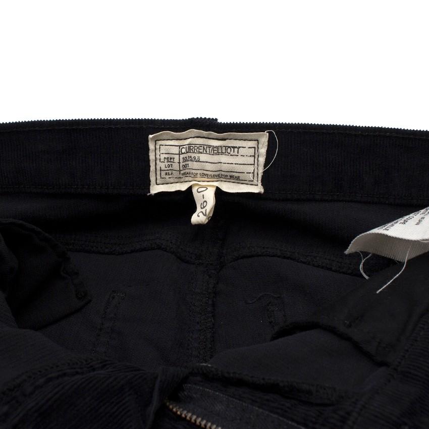 Current/Elliott 'The Kick Jean' Black Corduroy Trousers