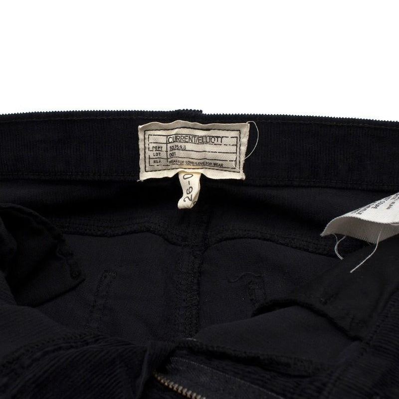 Current/Elliott 'The Kick Jean' Black Corduroy Trousers