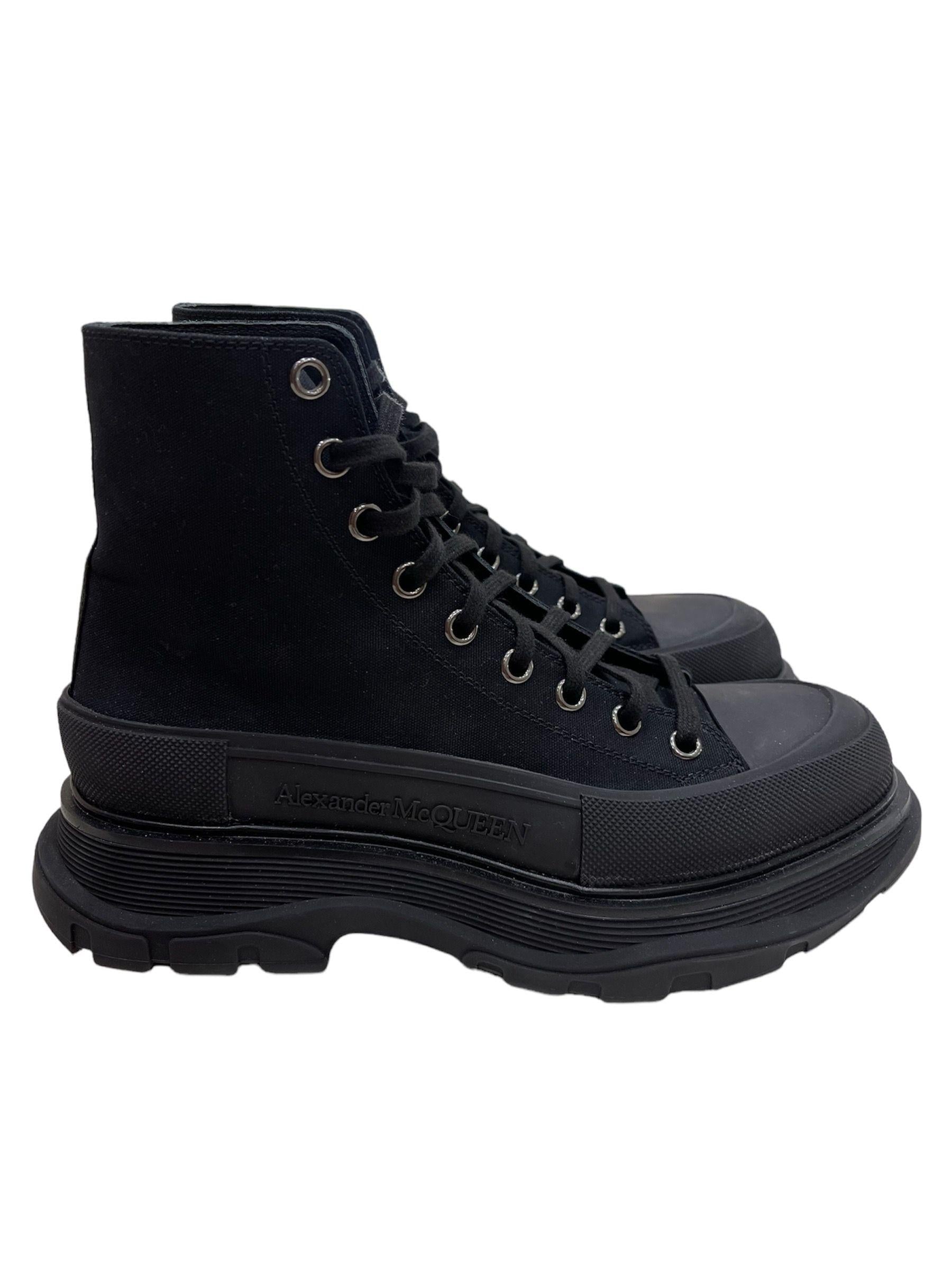 Black Canvas Tread Sneakers
