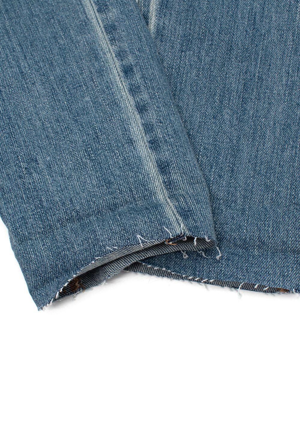 Light Blue Frayed Detailed Denim Jeans