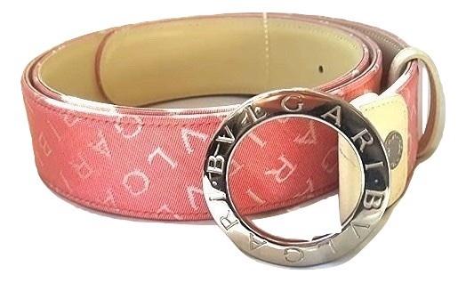 Bvlgari Pink Canvas Logo Belt