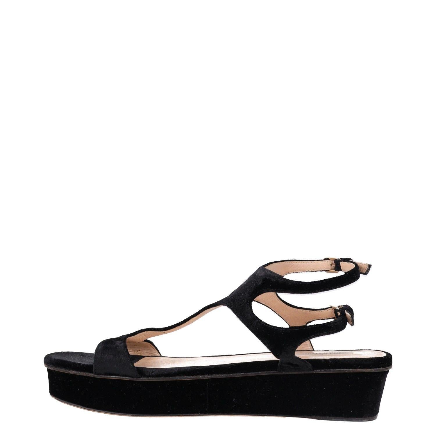 Valentino Black Velvet Platform Sandals