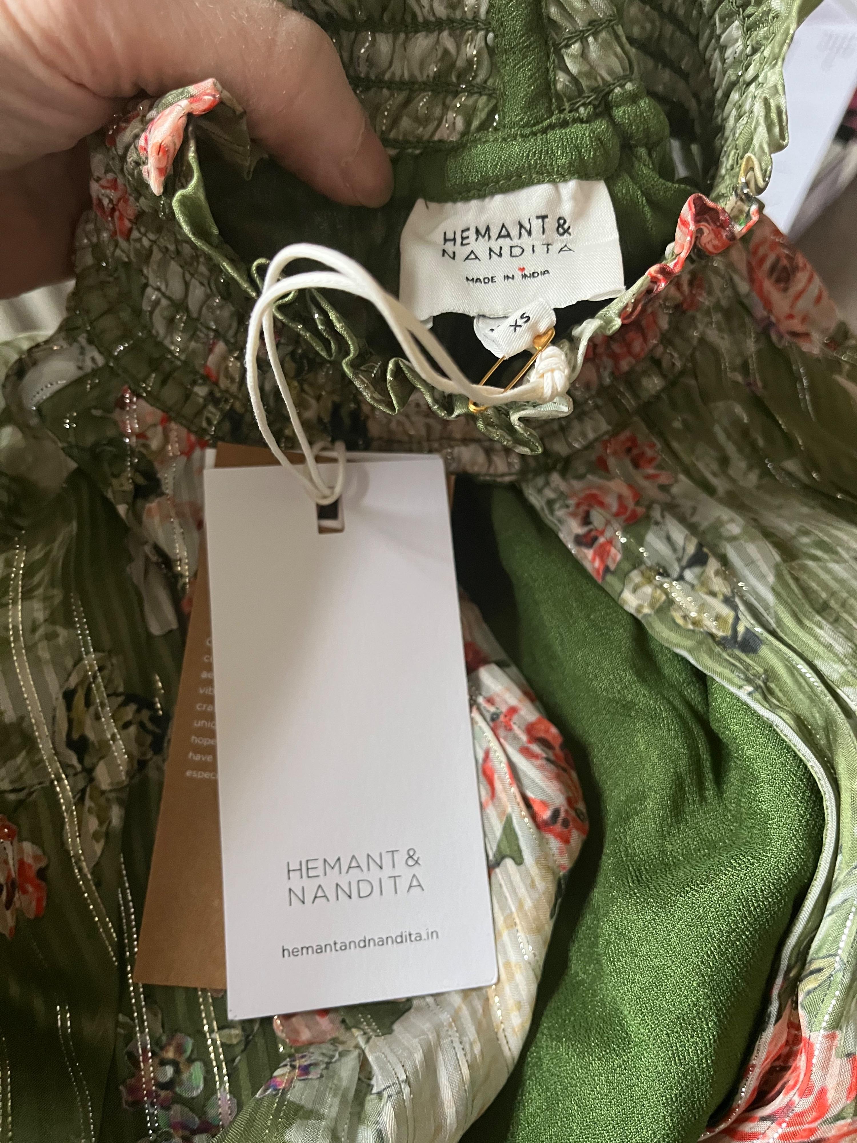 Green Plisse Floral Printed Dress