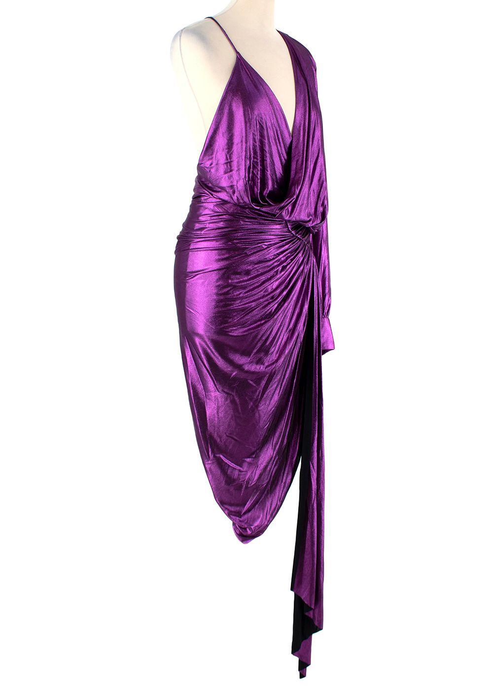 Alexandre Vauthier Metallic Fuchsia Draped Asymmetric Dress