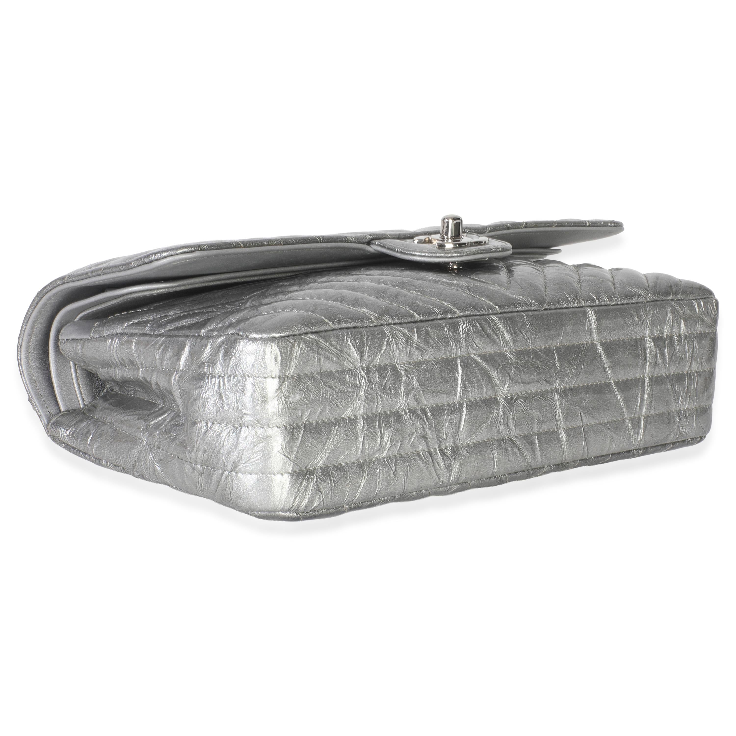 Chanel  Metallic Patent Crumpled Calfskin Chevron Medium Double Flap Bag