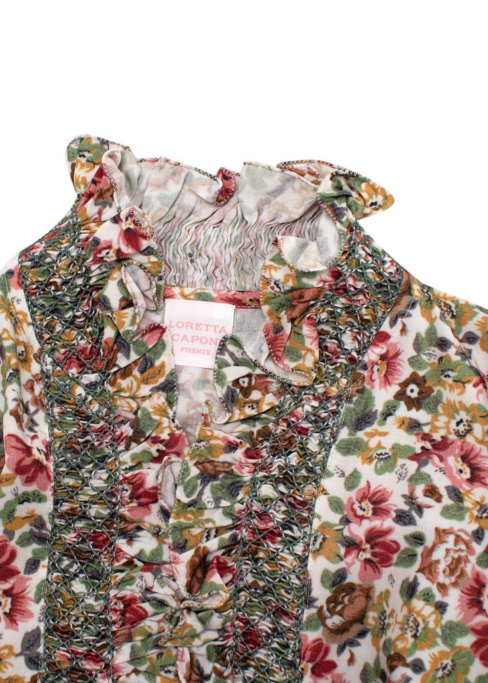 Loretta Caponi Floral High Neck Donatella Blouse
