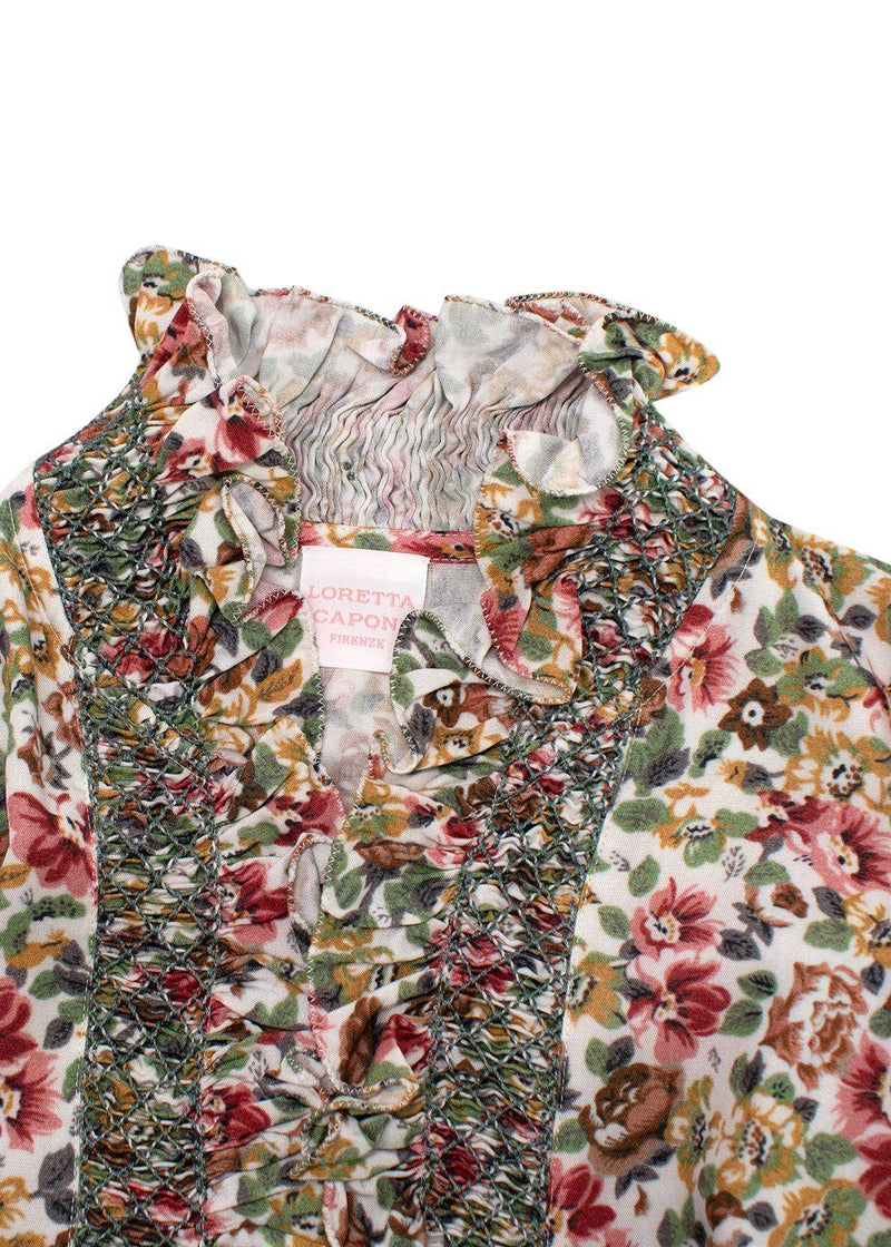 Loretta Caponi Floral High Neck Donatella Blouse