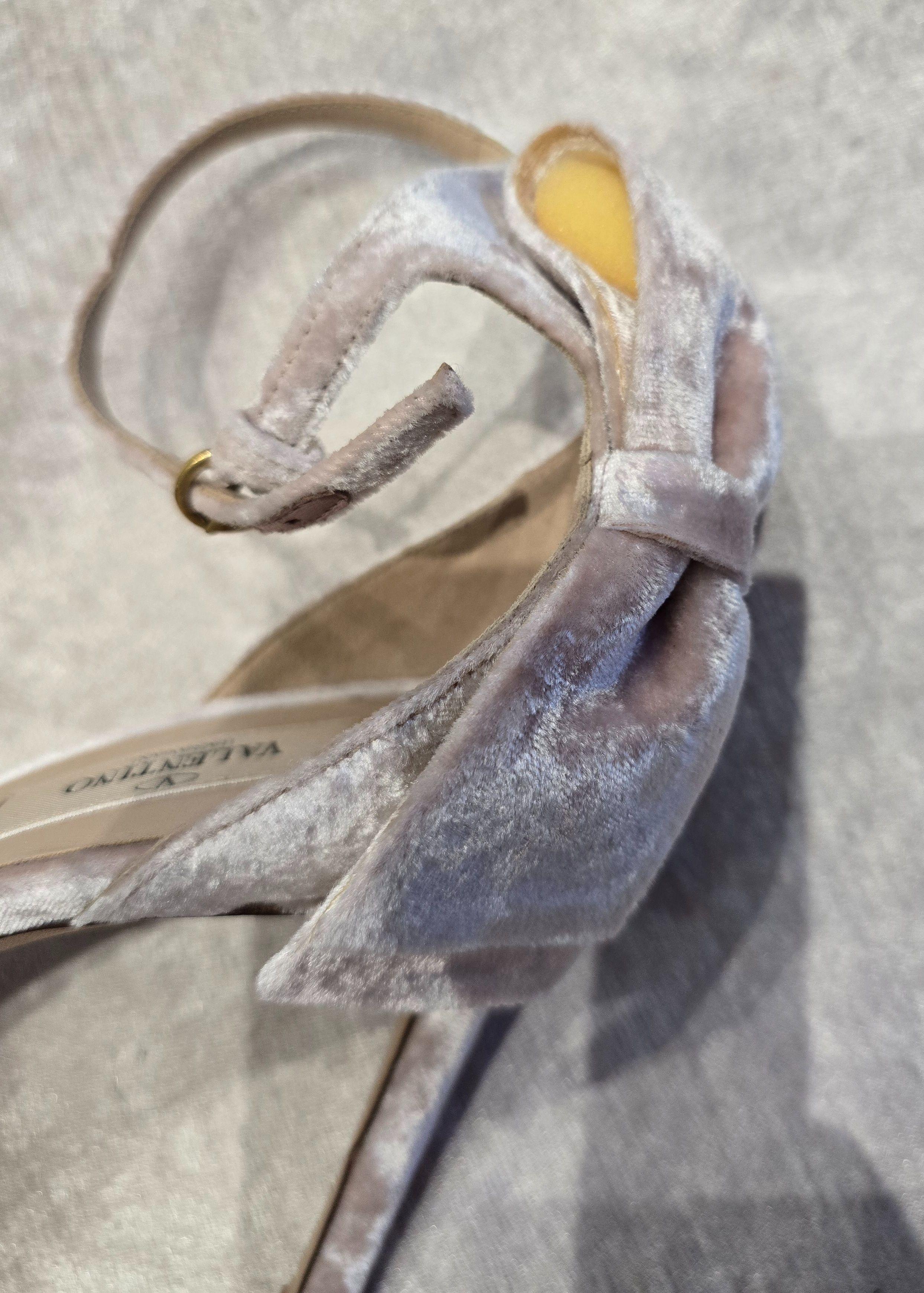 Valentino Blush Velvet Heeled Sandals