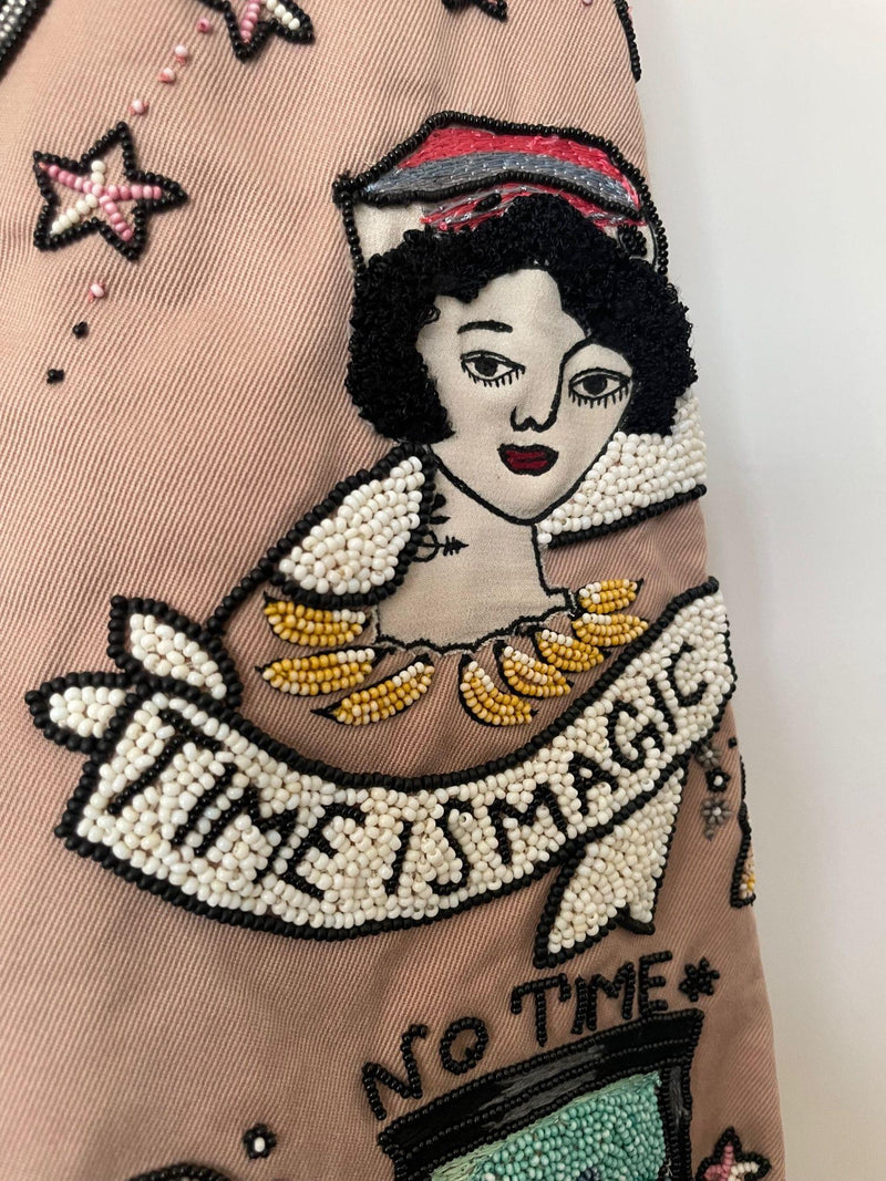Pale pink cotton twill embellished jacket