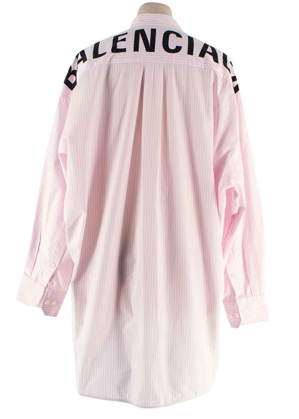 Balenciaga  Pink Striped Shirt with Neck Tie and Logo Detail