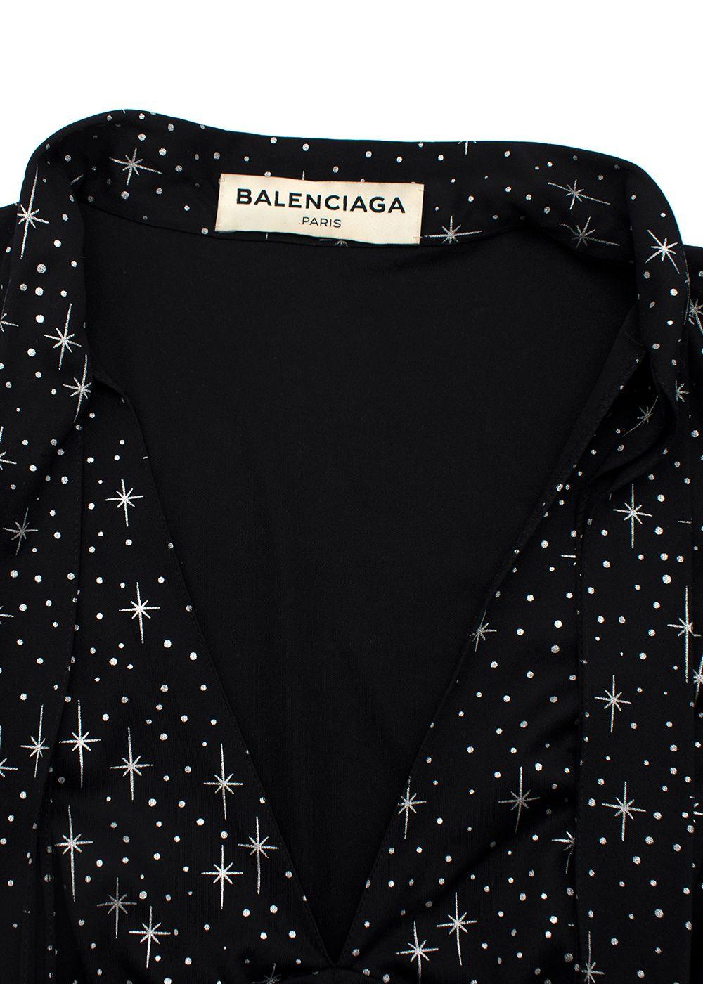 Balenciaga Runway Black Spandex Sparkle Print Top & Pants