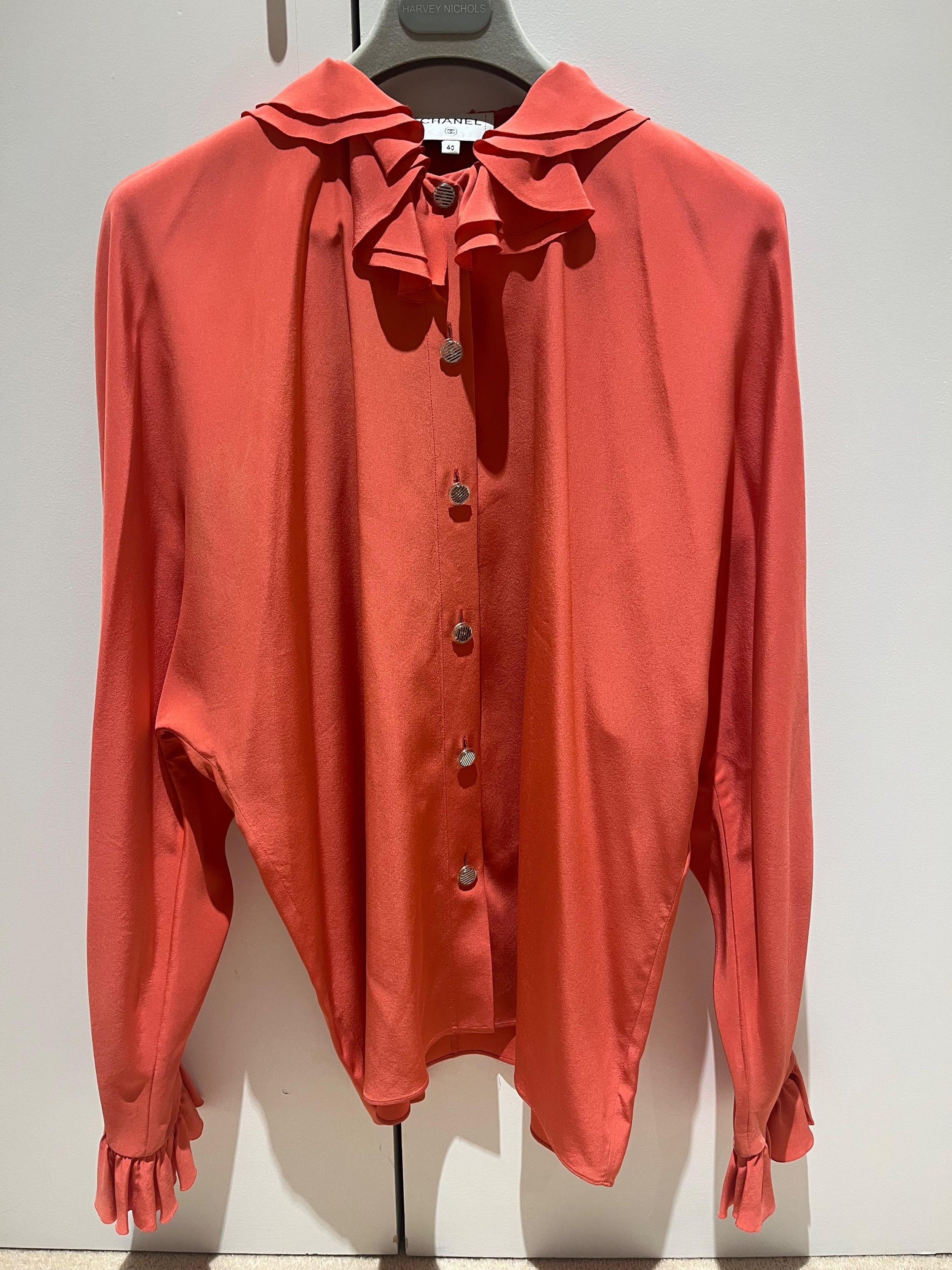 Chanel Orange Silk Blouse 2020