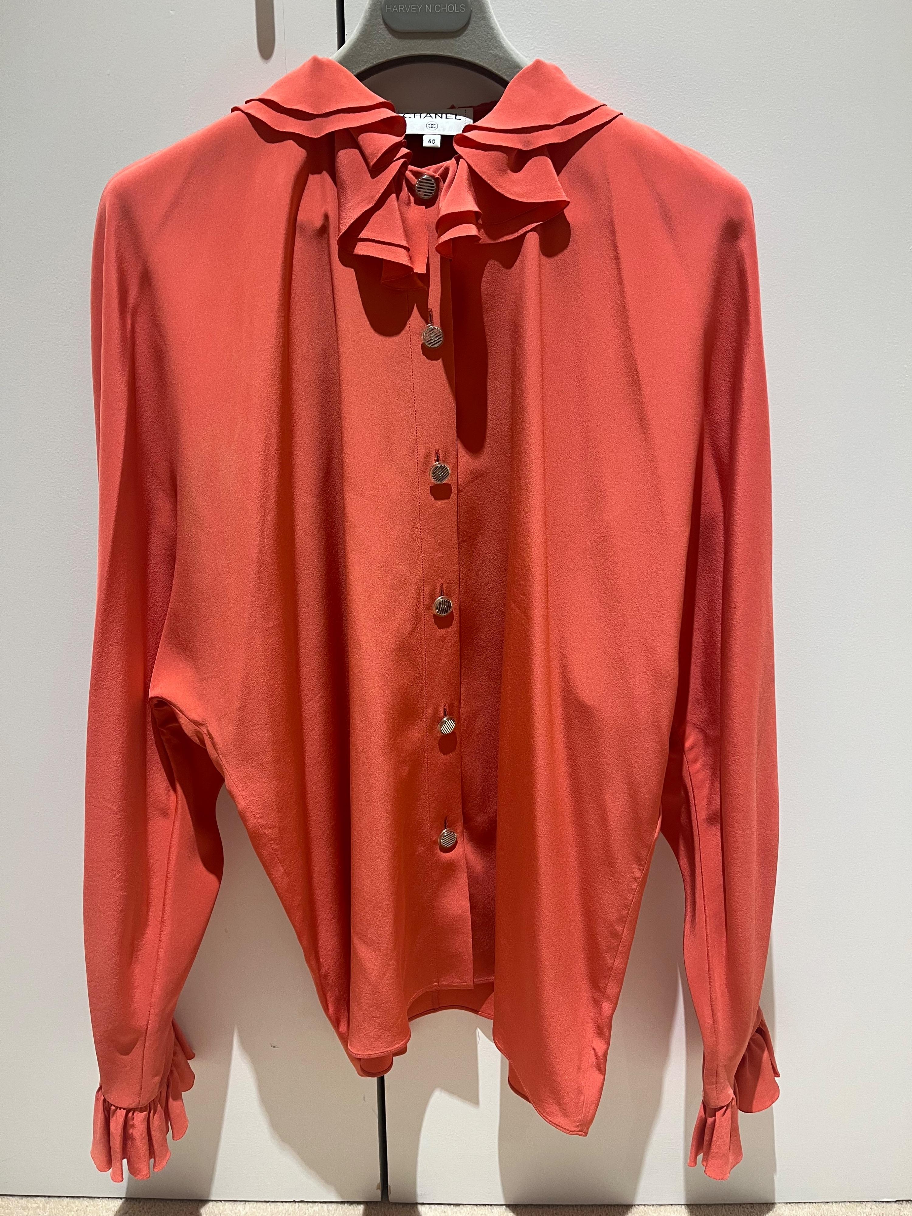 Chanel Orange Silk Blouse 2020