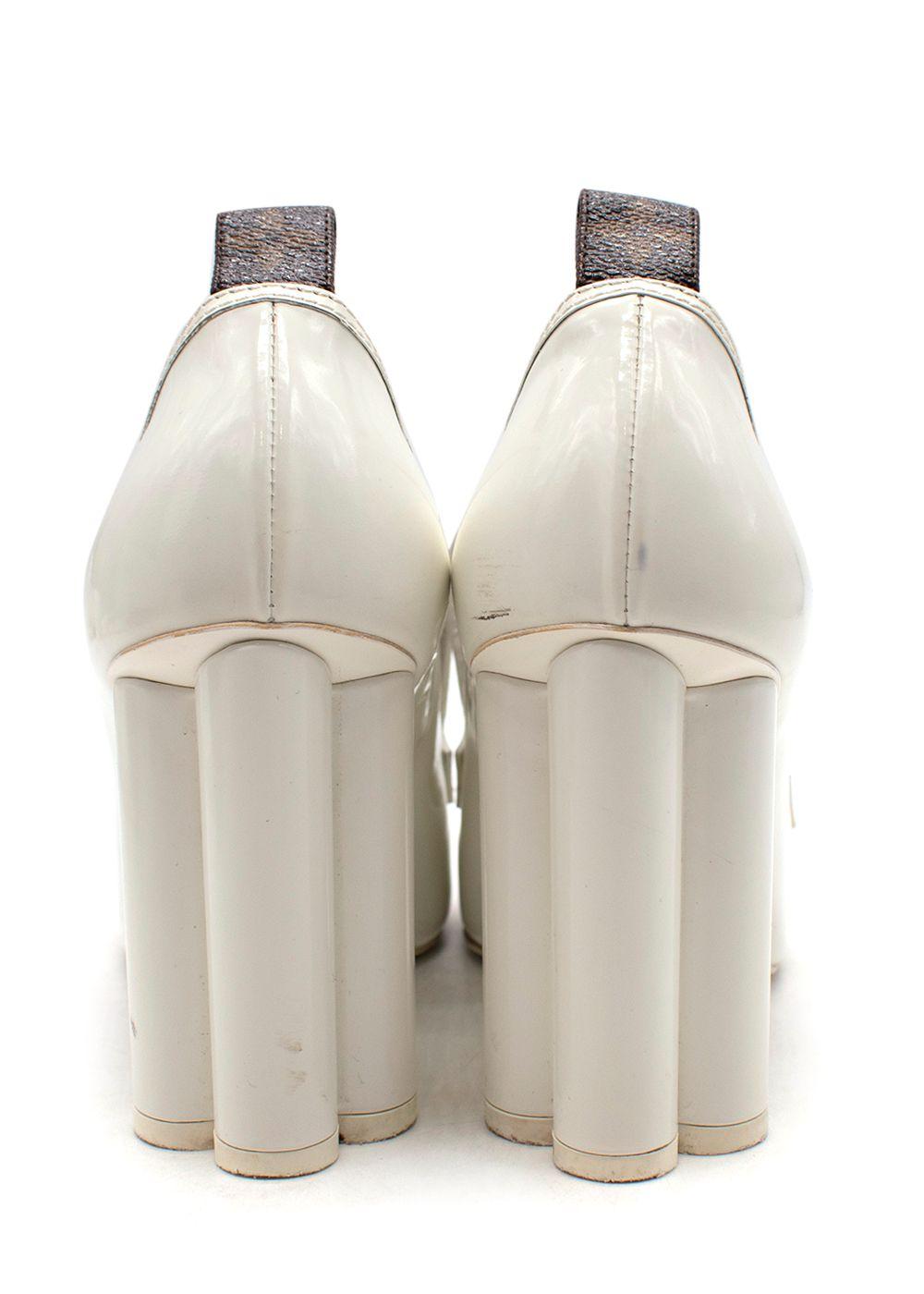 Louis Vuitton White Block Heel Loafer Style Shoes