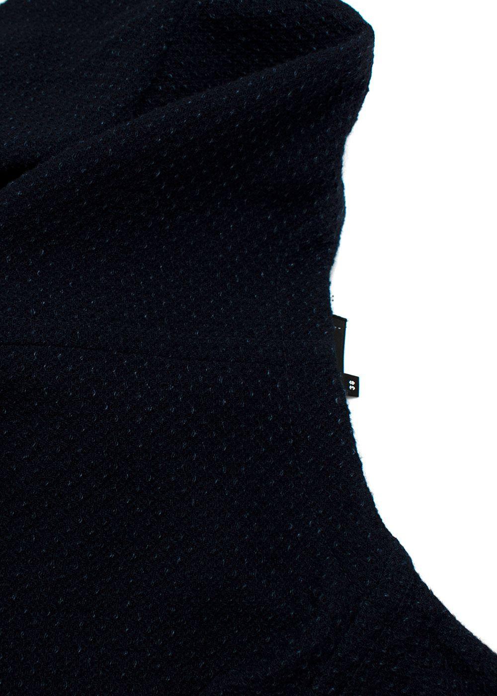 Chanel Navy Cotton Tie Front Cardigan