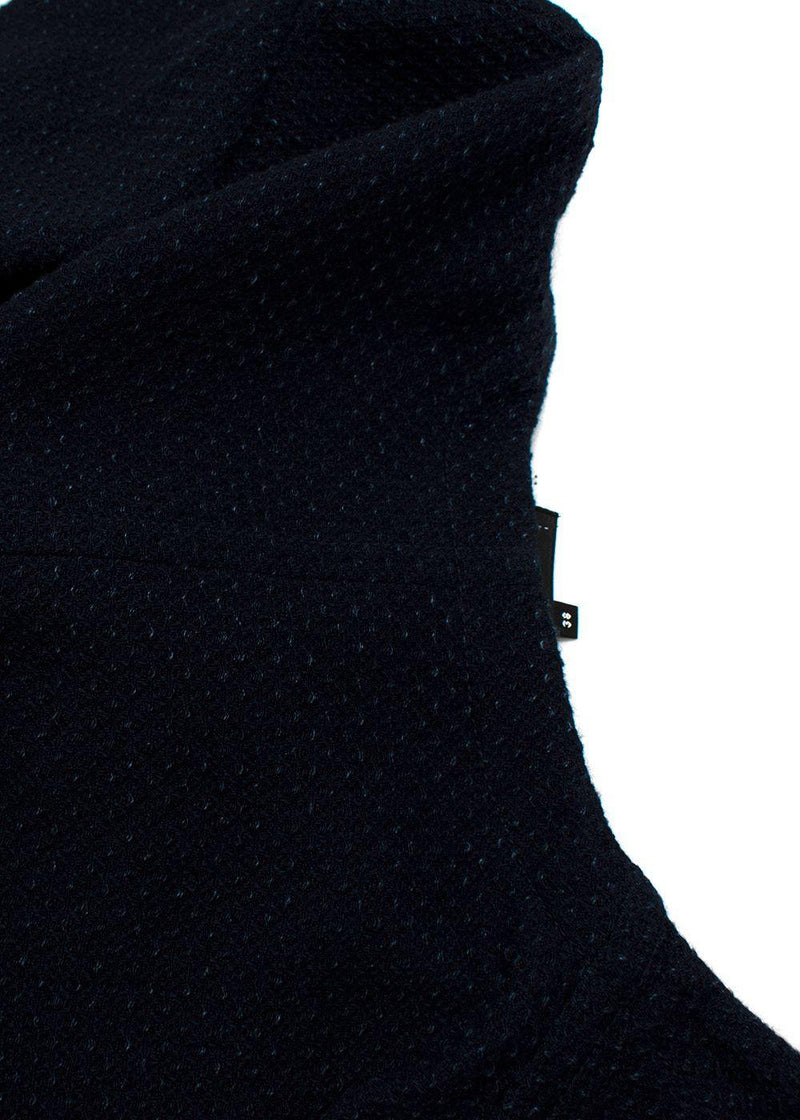 Chanel Navy Cotton Tie Front Cardigan