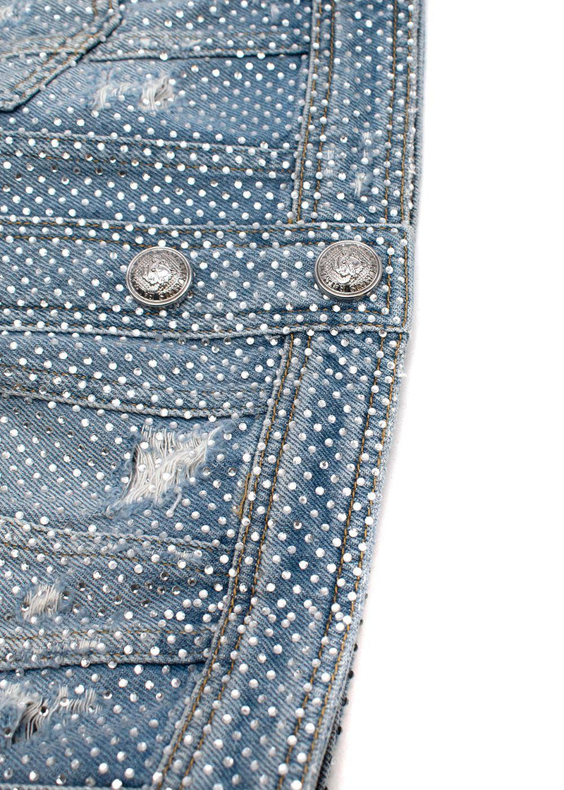 Balmain Crystal embellished denim mini skirt