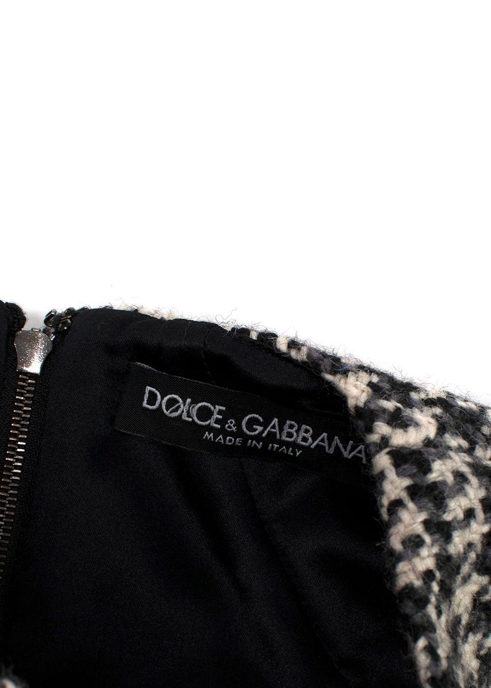 Dolce & Gabbana Grey Plaid Woollen Mini Dress