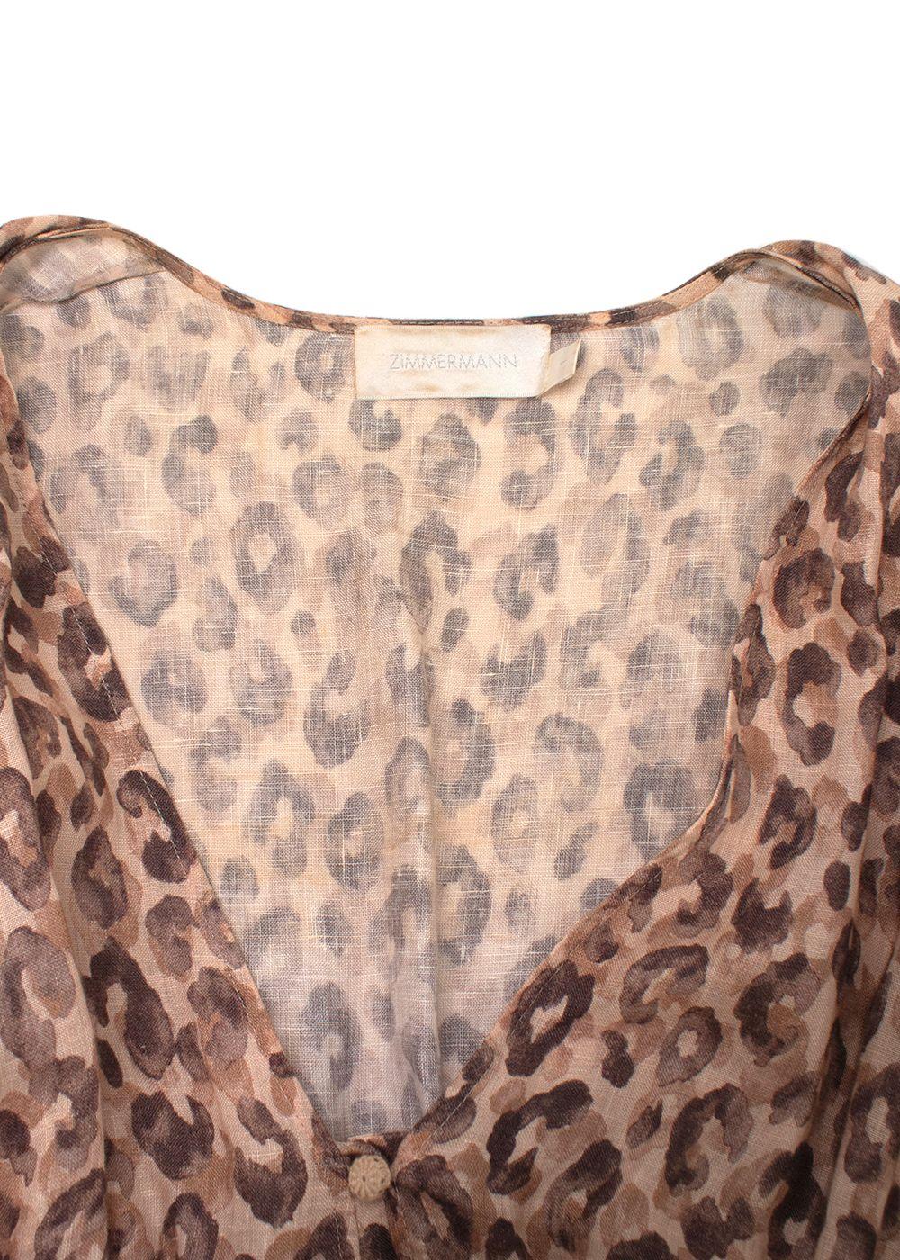 Zimmerman Melody Leopard Print Linen Dress