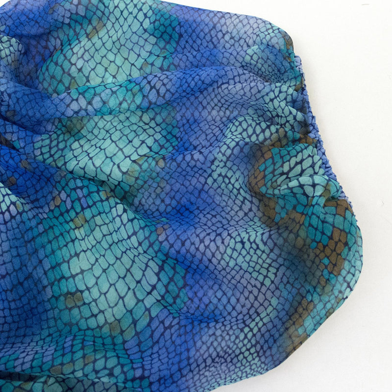 Single Aqua Blue Print Silk Top